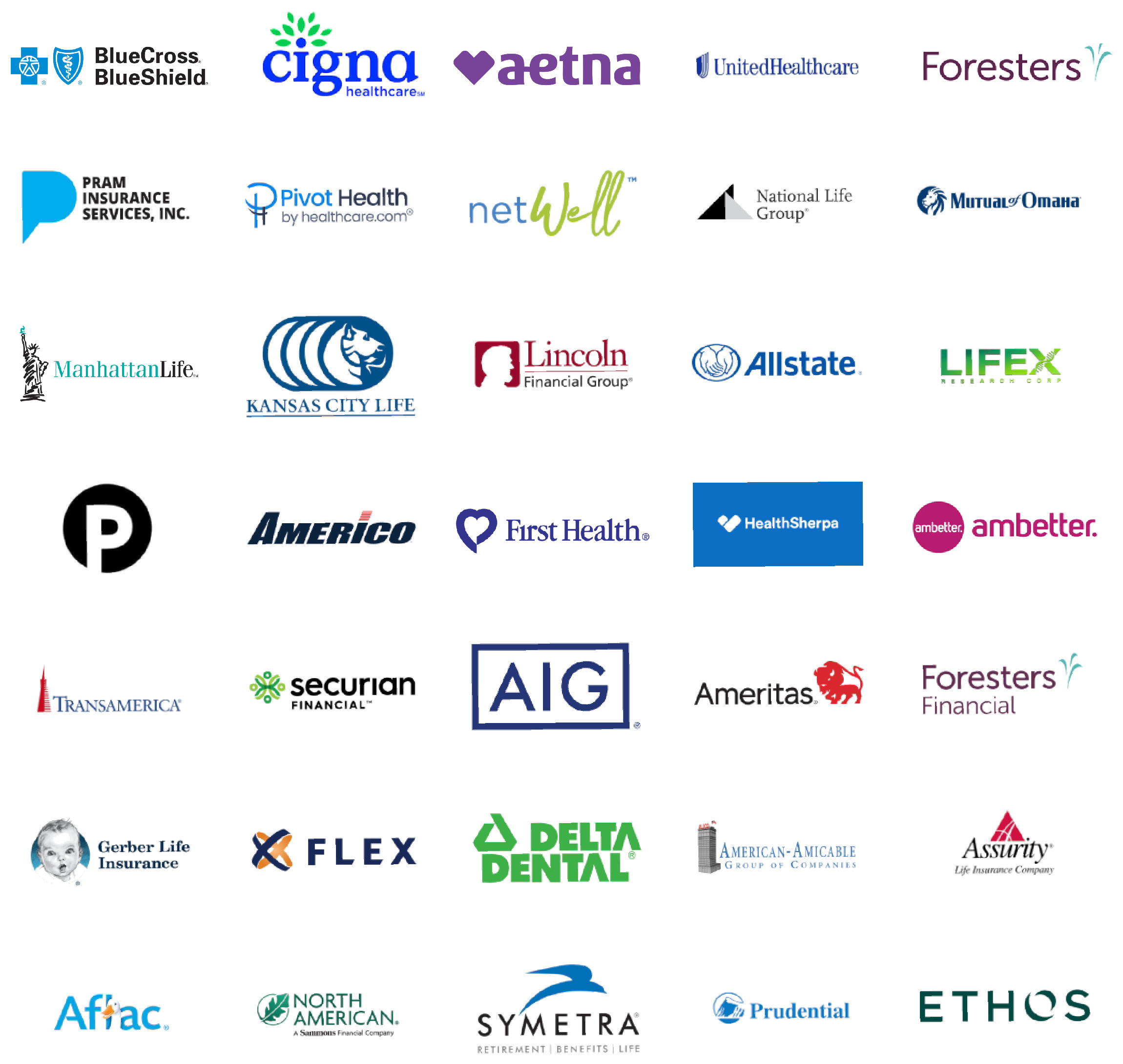 Carriers we work with: health, life, and ancillary insurance partners
